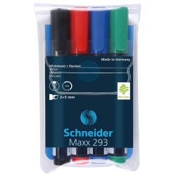 Markery suchościeralne SCHNEIDER Maxx 293 mix kolorów ścięta 2-5mm 4szt