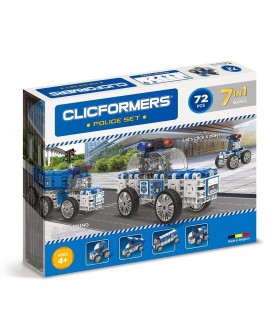 KLOCKI EDUKACYJNO-KONSTRUKCYJNE CLICS CLICFORMERS 802002 - POLICJA (7 W 1) - 72 ELEMENTY