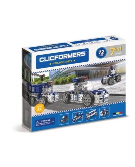 KLOCKI EDUKACYJNO-KONSTRUKCYJNE CLICS CLICFORMERS 802002 - POLICJA (7 W 1) - 72 ELEMENTY