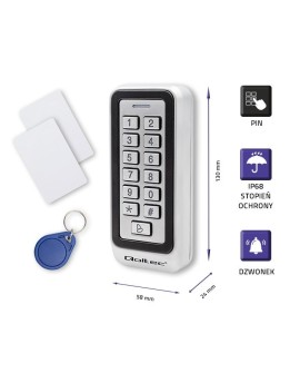 QOLTEC ZAMEK SZYFROWY RHEA Z CZYTNIKIEM RFID | KOD | KARTA | BRELOK | DZWONEK | IP68 | EM