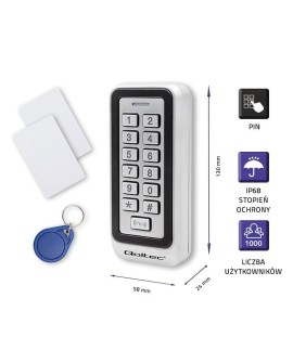QOLTEC ZAMEK SZYFROWY TRITON Z CZYTNIKIEM RFID | KOD | KARTA | BRELOK | IP68 | EM