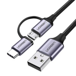 Kabel USB 2w1 UGREEN  	US177 Type-C / Micro USB, QC 3.0, 1m (czarny)