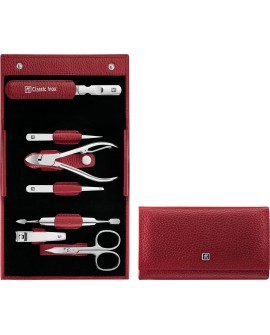 ZWILLING CLASSIC INOX Zestaw do manicure – czerwone skórzane etui, 7 elementów