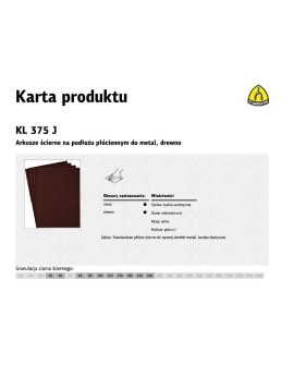KLINGSPOR ARKUSZE ŚCIERNE NA PODŁOŻU PŁÓCIENNYM 230mm x 280mm KL375J gr.100 /50szt.