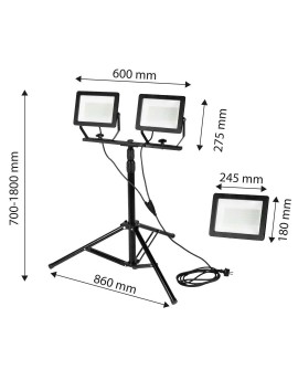 Reflektor podwójny 2x100W SMD LED 2 x 8500lm na statywie 1.8m