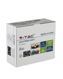 Girlanda Ogrodowa V-TAC (sznur) LED 10 metrów 20 żarówek 0,5W VT-71020 RGBY 600lm