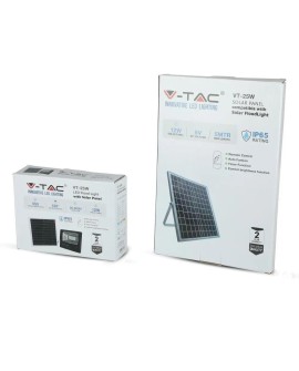 Projektor LED Solarny V-TAC 12W Czarny IP65, Pilot, Timer VT-25W 4000K 550lm