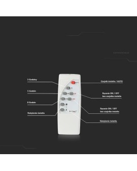 Projektor LED Solarny V-TAC 12W Czarny IP65, Pilot, Timer VT-25W 4000K 550lm