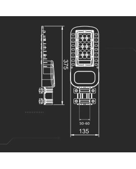 Oprawa Uliczna LED V-TAC SAMSUNG CHIP 30W Soczewki 110st 135Lm/W VT-34ST-N 4000K 4050lm