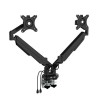 Regulowany uchwyt na 2 monitory, czarny, 2-9 Kg, mocowanie na zacisk, 17"-32", USB HUB, 75x75/100x100