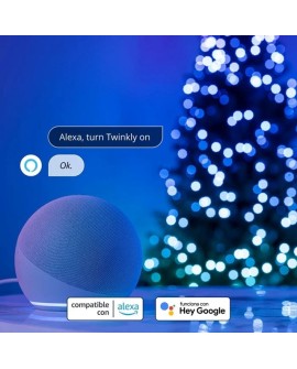 Twinkly Candies – 200 Lampki w kształcie świeczki RGB LEDs, zielony przewód, USB-C