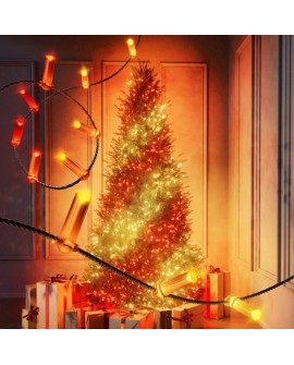 Twinkly Candies – 200 Lampki w kształcie świeczki RGB LEDs, zielony przewód, USB-C