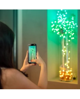 Twinkly Candies – 100 Lampki w kształcie pereł RGB LEDs, zielony przewód, USB-C
