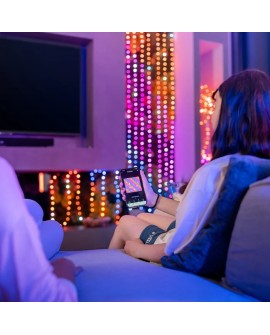 Twinkly Candies – 100 Lampki w kształcie pereł RGB LEDs, zielony przewód, USB-C