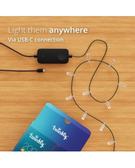 Twinkly Candies – 100 Lampki w kształcie świeczki RGB LEDs, zielony przewód, USB-C