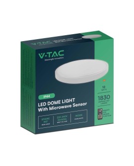 Plafon V-TAC VT-8618S natynkowy 18W LED IP44 25cm czujnik ruchu 4000K 1830lm (SKU 76601) Biały