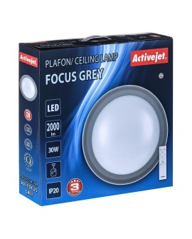 Nowoczesny plafon sufitowy LED Activejet FOCUS Szary ściemnialny ze zdalnym sterowaniem na pilota