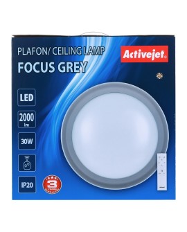 Nowoczesny plafon sufitowy LED Activejet FOCUS Szary ściemnialny ze zdalnym sterowaniem na pilota
