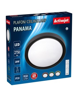 Nowoczesny plafon sufitowy LED Activejet PANAMA RGB ściemnialny ze zdalnym sterowaniem na pilota