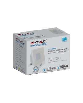 Projektor LED V-TAC VT-138S 30W SAMSUNG CHIP Czujnik ruchu 6500K 2340lm (SKU 20276) Biały