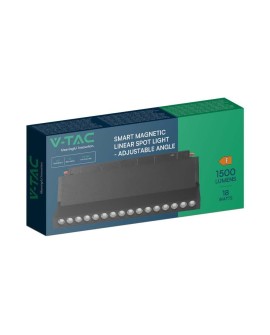 Oprawa Szynosystemu 48V V-TAC 18W LED SMART WiFi TRACKLIGHT 3w1 Czarna VT-3618 2700K-6400K 1500lm