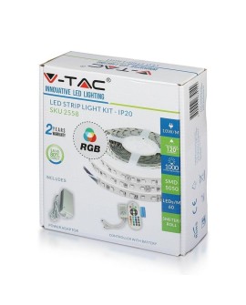Taśma LED V-TAC Zestaw Taśma Zasilacz Pilot Sterownik VT-5050 60 IP20-RGB RGB 1000lm