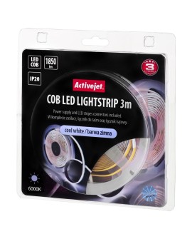 Taśma LED COB 3m z zasilaczem barwa zimna IP20