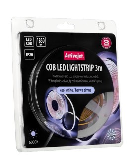 Taśma LED COB 3m z zasilaczem barwa zimna IP20
