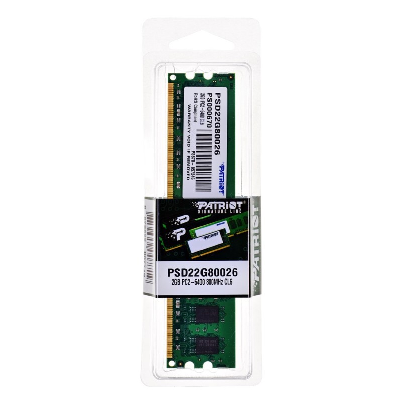 Pamięć Patriot Memory Signature PSD22G80026 (DDR2 DIMM 1 x 2 GB 800 MHz CL6)