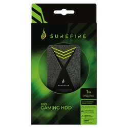 Surefire zewnętrzny dysk twardy, GX3 Gaming, 2.5", USB 3.0 (3.2 Gen 1), 1TB, 53681, czarny, HDD