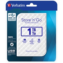 Verbatim zewnętrzny dysk twardy, Store N Go, 2.5", USB 3.0 (3.2 Gen 1), 1TB, 53206, biały