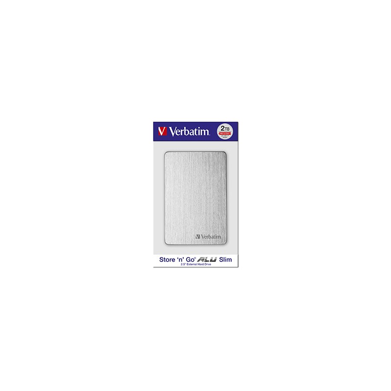 Verbatim zewnętrzny dysk twardy, Store,n,Go ALU Slim, 2.5", USB 3.0, 2TB, 53666, srebrny