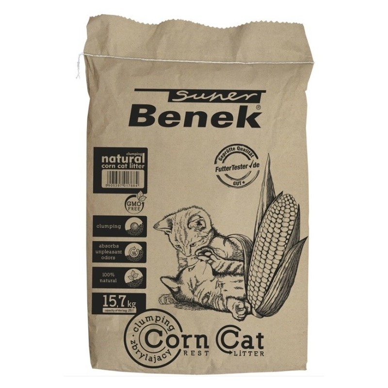 CERTECH Super Benek Corn Cat - żwirek kukurydziany zbrylający 25l (WYPRZEDAŻ)