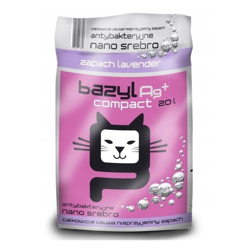Bazyl Bentonit Super Premium Ag+ Compact Lavender - żwirek dla kota 20 l (WYPRZEDAŻ)