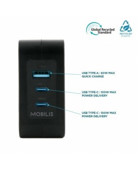 Mobilis Charger 100W 2USB C 1USBA GaN cable 100W Laptop, Smartfon, Tablet Czarny Prąd przemienny Wewnętrzna