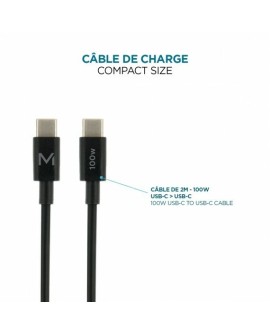 Mobilis Charger 100W 2USB C 1USBA GaN cable 100W Laptop, Smartfon, Tablet Czarny Prąd przemienny Wewnętrzna