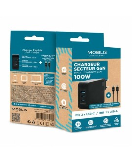 Mobilis Charger 100W 2USB C 1USBA GaN cable 100W Laptop, Smartfon, Tablet Czarny Prąd przemienny Wewnętrzna