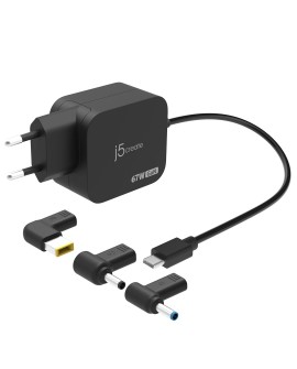 j5create JUP1565DCE3A-EN adapter zasilający/ inwentor Uniwersalne 67 W Czarny