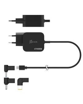 j5create JUP1565DCE3A-EN adapter zasilający/ inwentor Uniwersalne 67 W Czarny