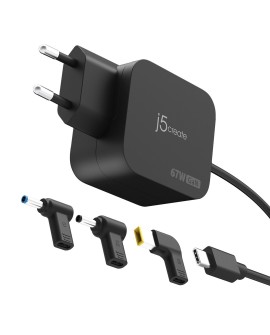 j5create JUP1565DCE3A-EN adapter zasilający/ inwentor Uniwersalne 67 W Czarny