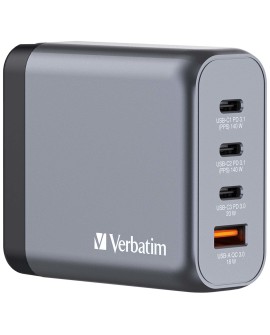 Verbatim GaN charger 140W, 1x USB-A, 3x USB-C