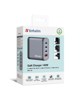 Verbatim GaN charger 140W, 1x USB-A, 3x USB-C
