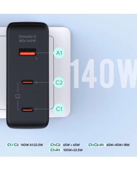 AUKEY PA-B7O ŁADOWARKA SIECIOWA GAN USB-C 140W PD
