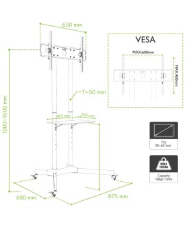 TECHLY STOJAK MOBILNY TV LED/LCD 30-65 CALI 60KG 1