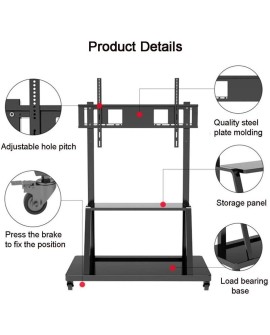 TECHLY STOJAK MOBILNY TV LED/LCD/PDP 55-100 CALI 150KG Z PÓŁKĄ ICA-TR30