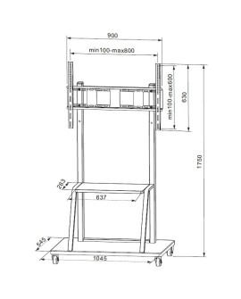 TECHLY STOJAK MOBILNY TV LED/LCD/PDP 55-100 CALI 150KG Z PÓŁKĄ ICA-TR30