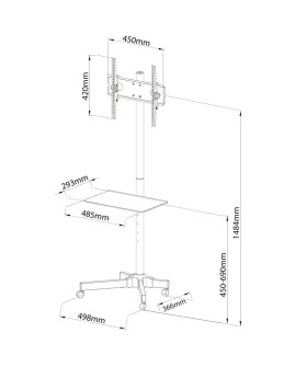 TECHLY STOJAK MOBILNY TV LED/LCD 23-55 CALI 150CM REGULOWANY ICA-TR21