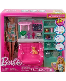 BARBIE RELAKS W KAFEJCE ZESTAW + LALKA HKT94