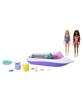 Barbie Lódź + 2 lalki Zestaw filmowy Hhg60