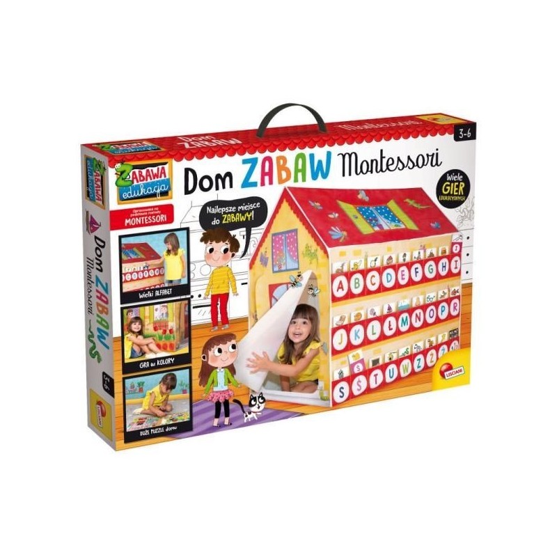 Montessori Dom zabaw zestaw gier puzzle karty domek 88782 LISCIANI